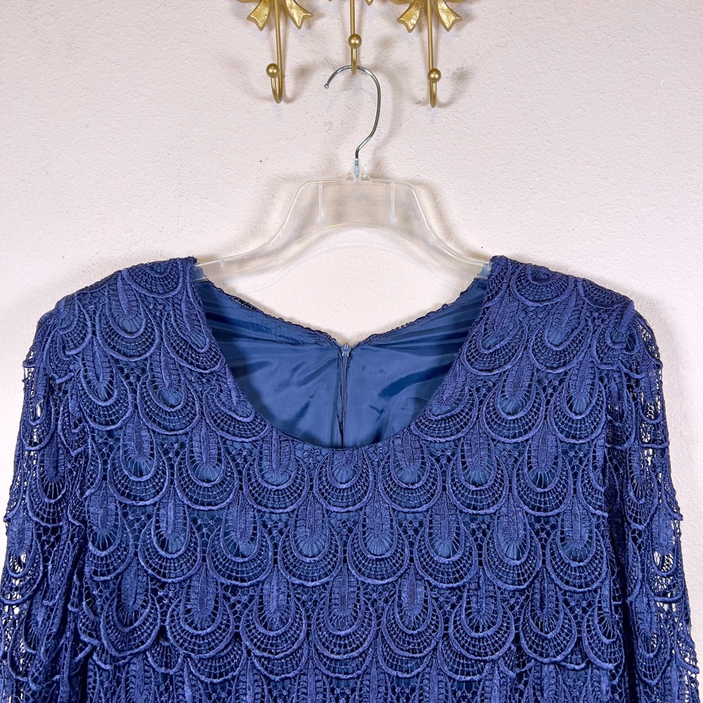 Star Dance Navy Blue Layered Lace Dress. Mother of Bride/Groom. Size L (BoM) - Picture 3 of 6